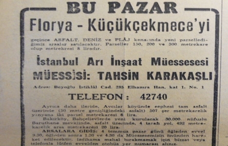1954 deniz kenarında metrekaresi 8 liraya arsa!