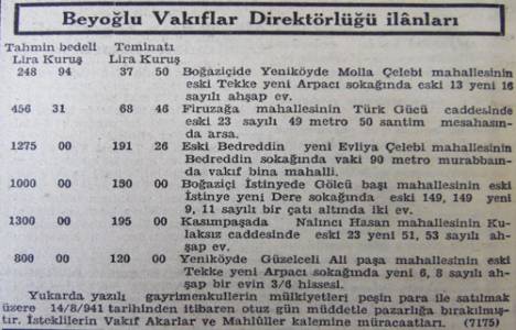1941 yılında Yeniköy'de ahşap bir ev 284 liraya satılacakmış!