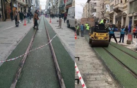 İstiklal Caddesi'nde çalışmalar nostaljik tramvaya geldi!