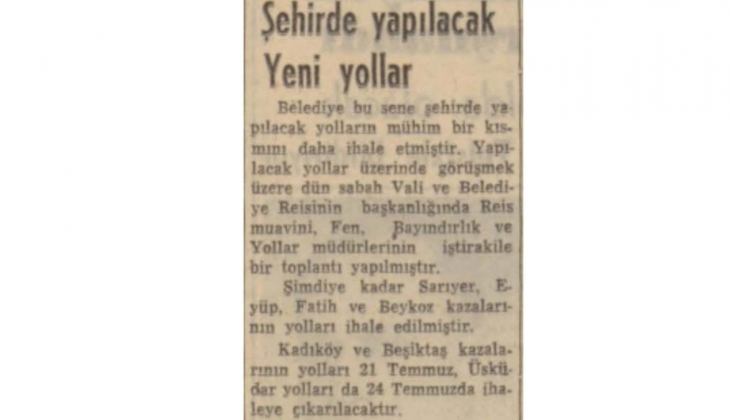 1952 yılında Kadıköy, Beşiktaş ve Üsküdar yolları ihaleye çıkmış!