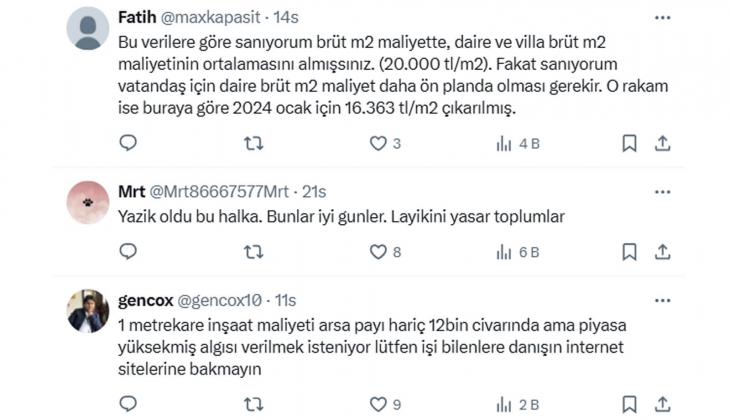 İnşaat Mühendisi Atakan Bakılan hesapladı: 1 metrekare konutun birim maliyeti 26 bin, müteahhite maliyeti ise 33 bin TL!