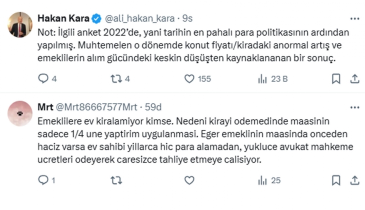 TCMB eski Başekonomisti Kara: 55-64 yaş grubunun barınma endişesinin gençlere göre daha yüksek olduğu tek OECD ülkesiyiz