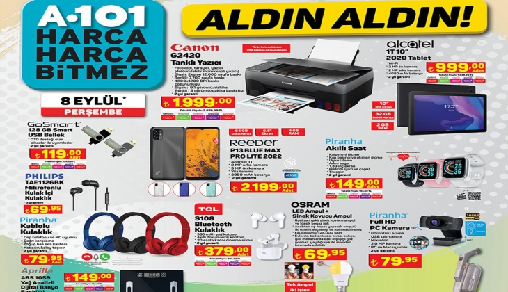 A101’den yepyeni ürünler! A101 8 Eylül 2022 fiyat listesi...