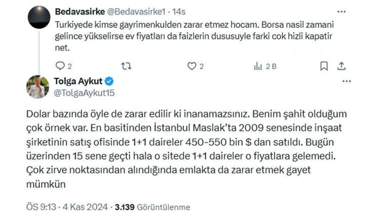 Son 1 senede gayrimenkul yatırımcıları yüzde 14,7 zarar etti! Peki borsada son durum ne?