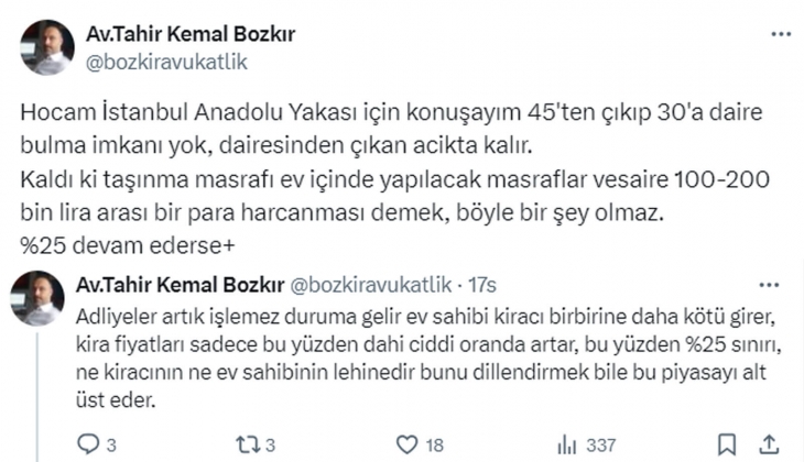 Avukattan yüzde 25 uygulamasından vazgeçilmesi hayatın olağan akışına uygun değil açıklaması!