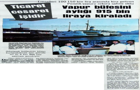 1983 yılında Pendik Vapuru nun büfesi, aylığı 915 bin liraya kiralanmış!