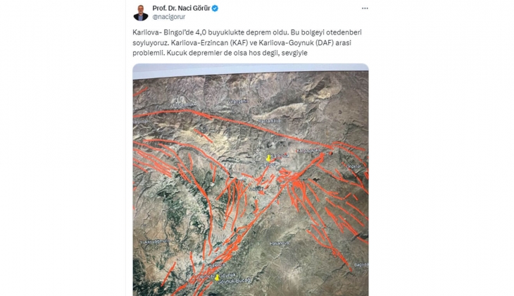 O il bu sabah 4 büyüklüğünde sallandı! Prof. Dr. Naci Görür uyardı: Öteden beri söylüyoruz, bu bölge problemli!