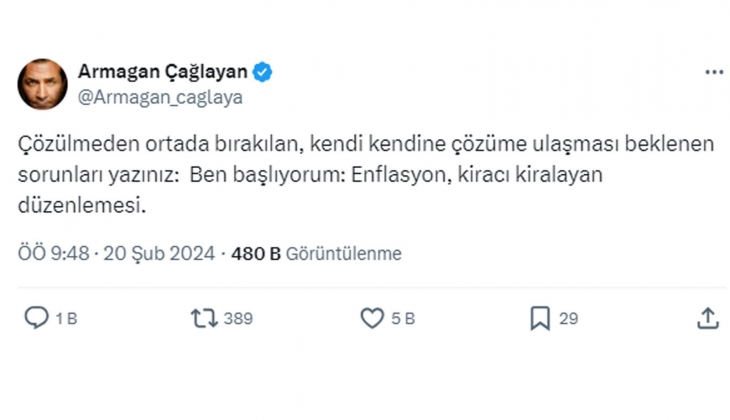 Armağan Çağlayan çözülmeden ortada bırakılan sorunları sıraladı: Enflasyon, kiracı kiralayan düzenlemesi! 