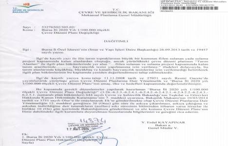 Bursa 2020 yılı 1/100.000 ölçekli çevre düzeni planı askıda!