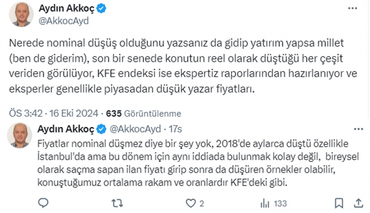 Eski banka hazinecisi Evren Kirikoğlu: Şu an çantada canlıyla gidilse, ilan fiyatından yüzde 10 altında ev alınabilir!