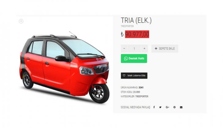 Yuki elektrikli üç tekerlekli TRIA aracın yeni fiyatı belli oldu! İşte 10 Ağustos 2022 fiyat listesi...