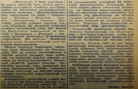 1956 yılında hazırlanan İstanbul Metrosu projesi, 200 milyon liraya mal olacakmış!