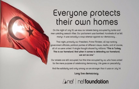 Nef ten ABD de darbe karşıtı ilan!