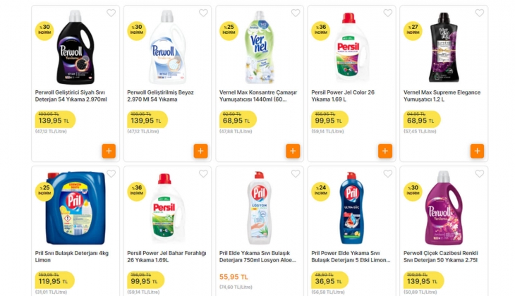 Migros tan yüzde 54 e varan büyük indirim fırsatı! Perwoll siyah sıvı deterjan 93, Vernel Max 68 TL!