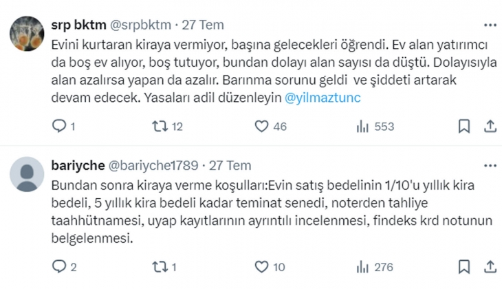 Mevcut Borçlar Kanunu ile kira piyasası normalleşemez! Ev sahibi ve kiracı anlaşmazlıkları için kanun acil değişmeli! 