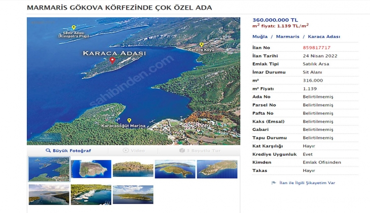 Gizemli iş adamı Marmaris in en gözde adasının satış fiyatına zam yaptı