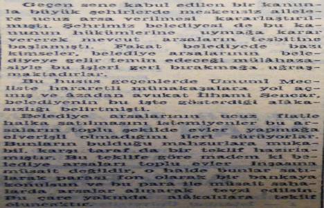1948 yılında toplu inşaata müsait olmayan belediye arsaları satılacakmış!