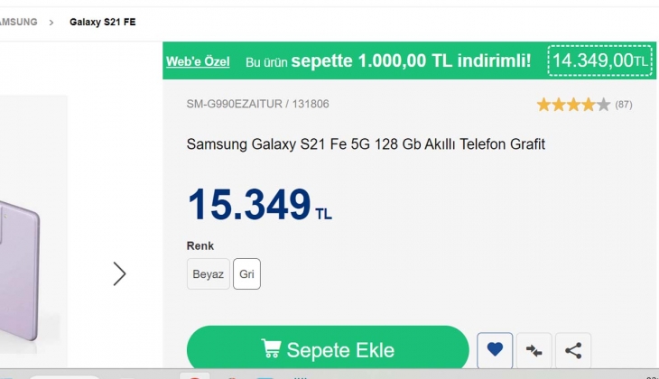 Samsung’un amiral gemisi Galaxy S21 Fe Vatan’da 1000 TL indirimle satışta! 6 Şubat 2023 fiyat listesi…