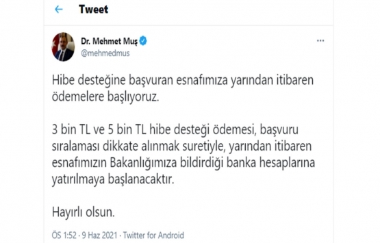 Esnafa müjde! Hibe desteği ödemeleri yarın başlıyor!
