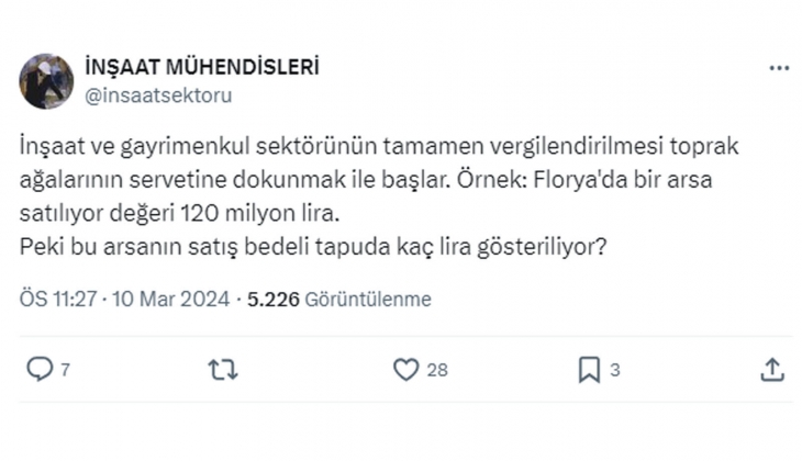 Gayrimenkulde vergilendirme toprak ağalarının servetine dokunmakla başlamalı!