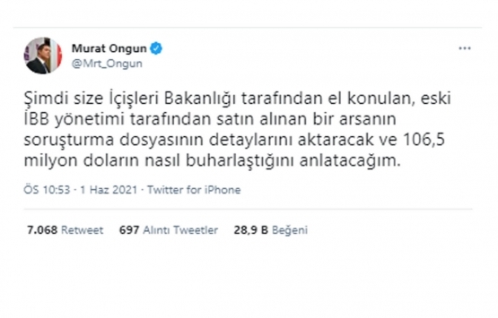 Murat Ongun dan Fatih Vatan Caddesi ndeki araziye ilişkin açıklama!