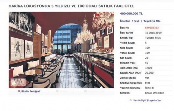 Nişantaşı’nda 400 milyon liraya satılık 5 yıldızlı otel!