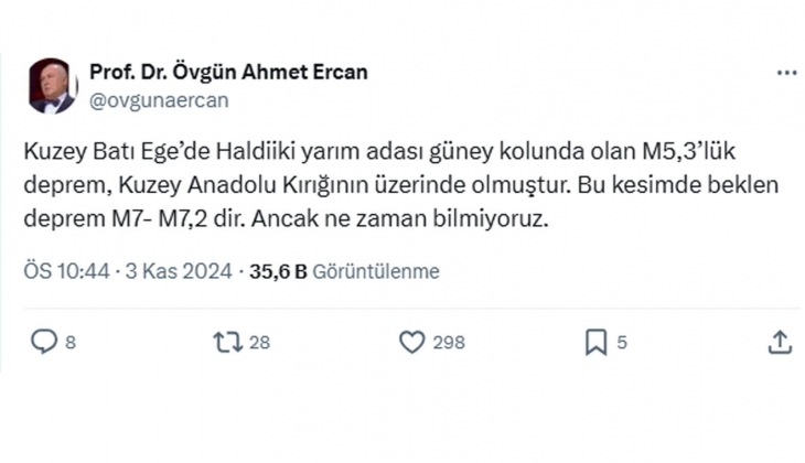 Deprem bilimci Prof. Dr. Övgün Ahmet Ercan dan Ege uyarısı: 7.2 büyüklüğünde deprem bekleniyor ama ne zaman bilmiyoruz!