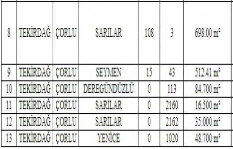 Çorlu da 4.8 milyon TL ye satılık 13 gayrimenkul!