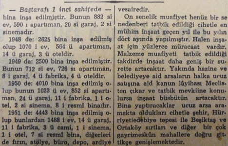 1952 yılında İstanbul Belediyesi hudutlarında 152.787 adet bina varmış!