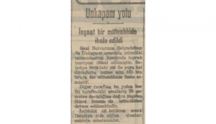 1942 de Unkapanı ile Gazi Bulvarı arasındaki arsalar satışa çıkarılmış!