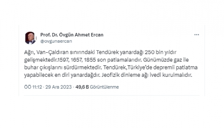 Prof. Dr. Ahmet Ercan dan dikkat çeken yanardağ uyarısı: Depremde patlama yapabilir!