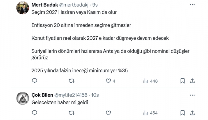 Uzmanı açıkladı: 2025 Ekim-Kasım da ya da 2026 Nisan da seçim olursa konut fiyatları yine tırmanacak!