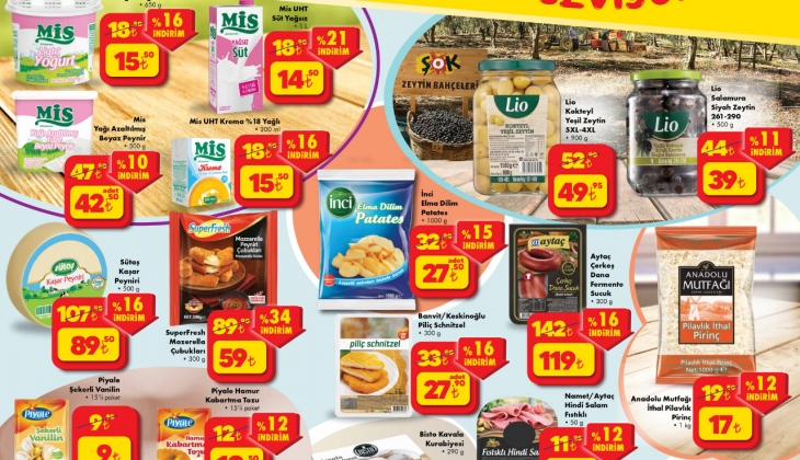 ŞOK’ta indirimler üst üste geldi! pilavlık pirinç 17 TL’ye, yeşil zeytin 39 TL’ye, süt 14,50 TL’ye düştü!