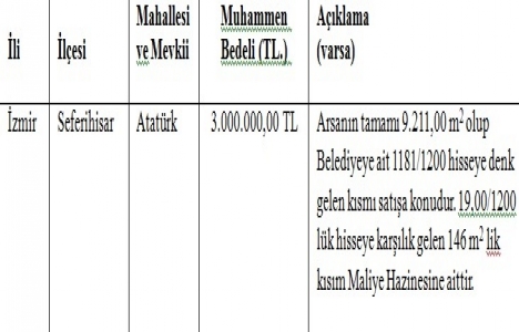 İzmir Seferihisar da 3 milyon TL ye satılık arsa!