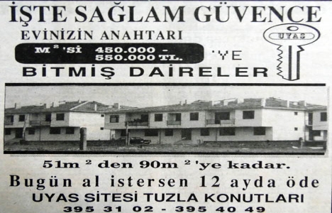 1990 yılında Tuzla da metrekaresi 450.000 liraya daire!