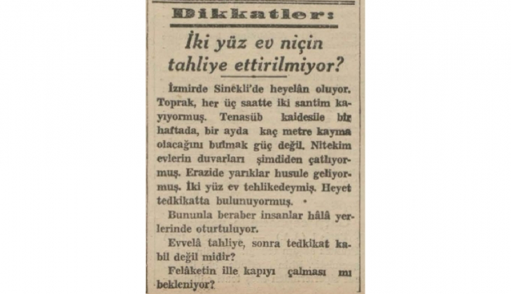 1940 yılında İzmir deki 200 evin tahliyesi talep edilmiş!