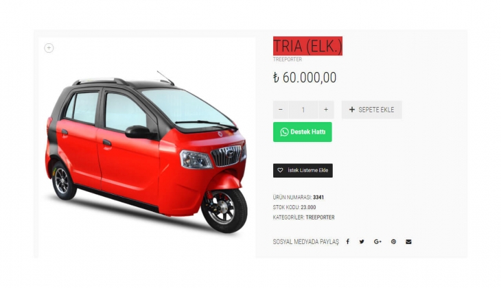 Yuki elektrikli 3 tekerlekli TRIA kaç TL? İşte 30 Nisan 2022 fiyat listesi...