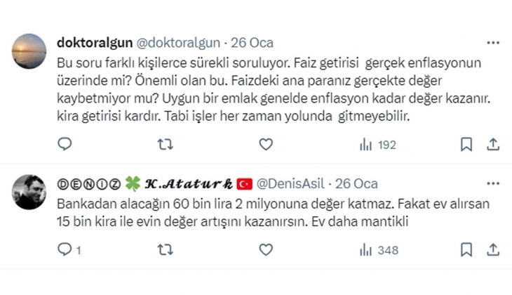 2 milyon TL paranız olsa 15 bin TL kira getirili ev mi alırsınız, aylık 60 bin TL getirili faize mi yatırırsınız?