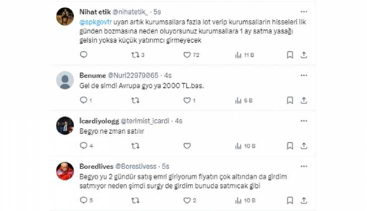 Borsada halka arzlarda tavan serisi bozuldu! Sur Tatil Evleri GYO yatırımcıları şokta!