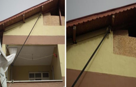 Tekirdağ'da vatandaşlar uçmasın diye çatıyı bağladı!