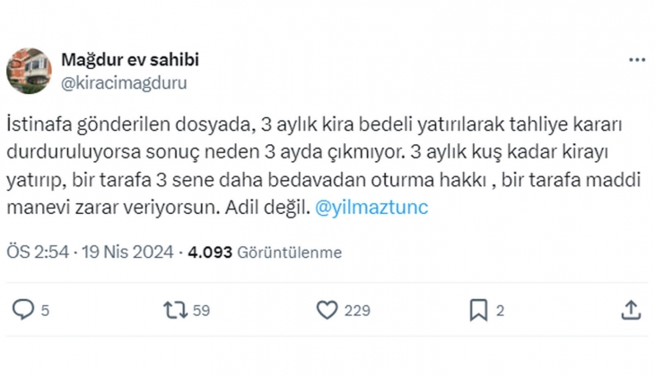 Mağdur ev sahibi: İstinafta sonuç hemen çıkmıyor, kiracıya bedavadan oturma hakkı veriliyor!
