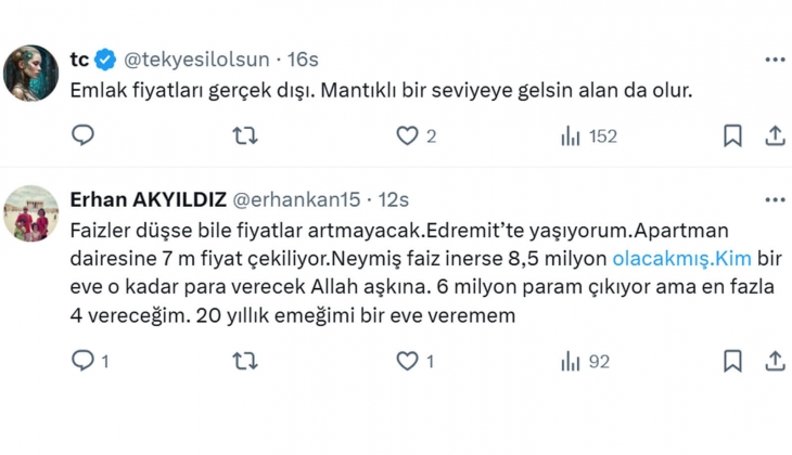 Konut fiyatlarında alıcıya göre fiyatlarda artış ve düşüş olmak zorunda!
