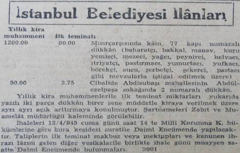 1945 yılına Mısır Çarşısı'nda bir dükkanın yıllık kirası bin 200 liraymış!