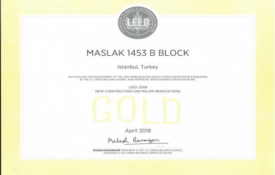 Ağaoğlu Maslak 1453 e leed gold yeşil bina sertifikası!