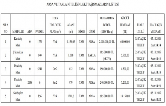 Bolu da 9 milyon TL ye satılık 12 adet gayrimenkul!