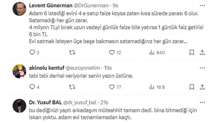 Analistten konutta yüzde 30-40 düşük fiyat teklif edin önerisi geldi: Sosyal medyada yorum yağdı!