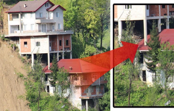 Rize'de evin içinden ev çıktı!