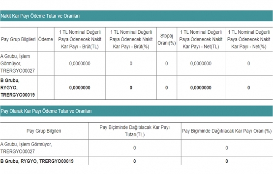 Reysaş GYO kar dağıtım tablosu 2019!