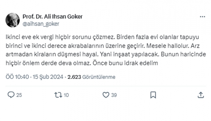 Konutta arz artmazsa kiraların düşmesi hayal: Ek vergi derde deva olmaz!