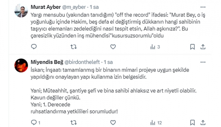 Kolonu, kirişi kesilmiş bina depremde yıkıldı diye mühendis değil binaya zarar veren dükkan sahibi tutuklanmalı!